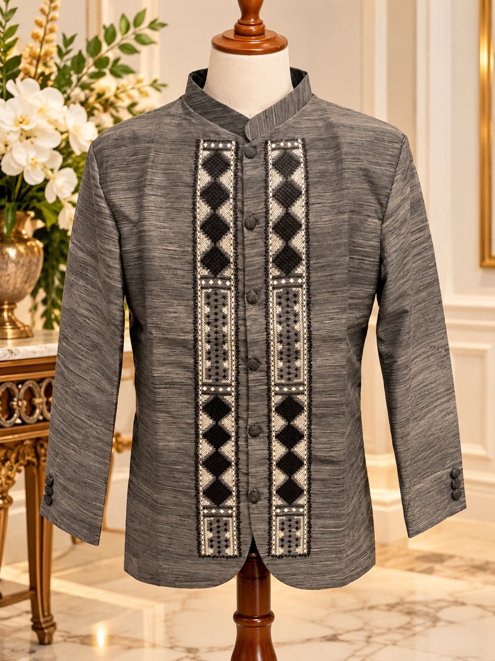 Prince Coat Barong Tagalog – Charcoal Gray